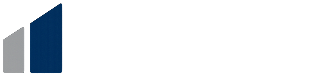 Hardesty & Associates Abstract logo of three upward bars in gray and dark blue on a white background