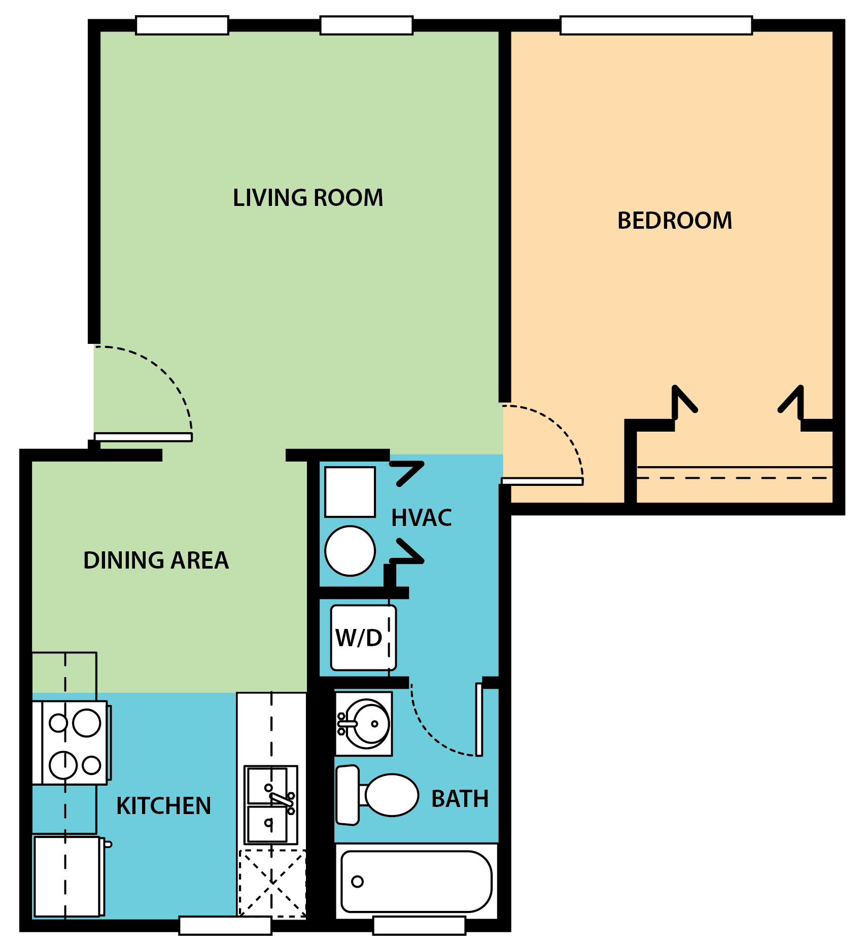 1x1 floor plan