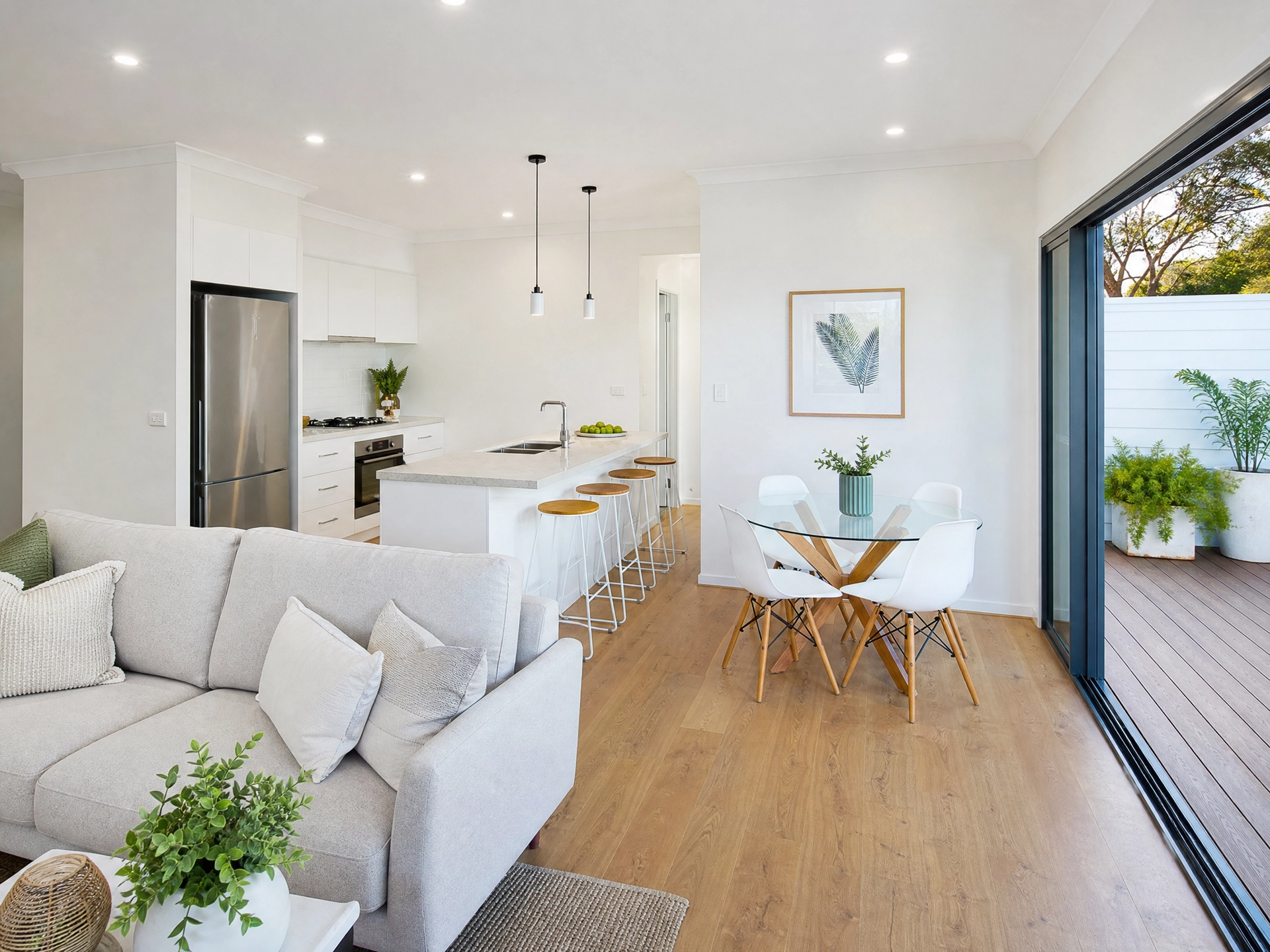 Granny flat open plan living and kitchen