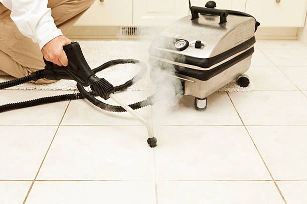 Steam cleaning bathroom tile