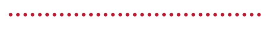A horizontal row of small red dots on a white background, with one blue dot at the end.