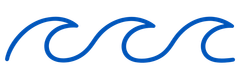 Blue wave icon in a simple line drawing