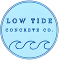 Low Tide Concrete Co. logo in blue circle with wave graphic and text