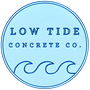 Low Tide Concrete Co. logo in blue circle with wave graphic and text