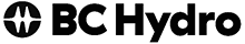A black and white logo for bc hydro on a white background.