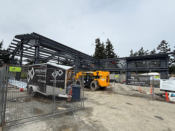 Double Black Construction building a metal structure in Salt Spring Island, B.C.