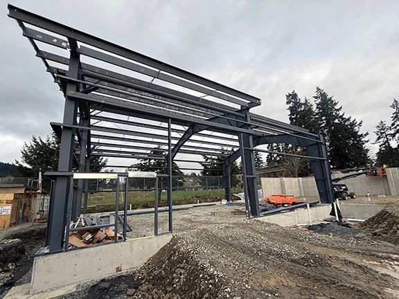 Good look at the steel structural framing on an industrial building project.