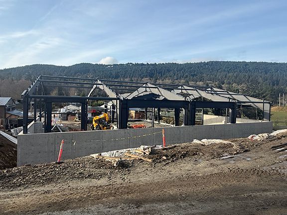 Commercial building under construction on Salt Spring Island, BC.