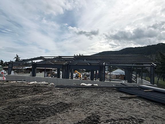 Steel framing for an industrial building project.