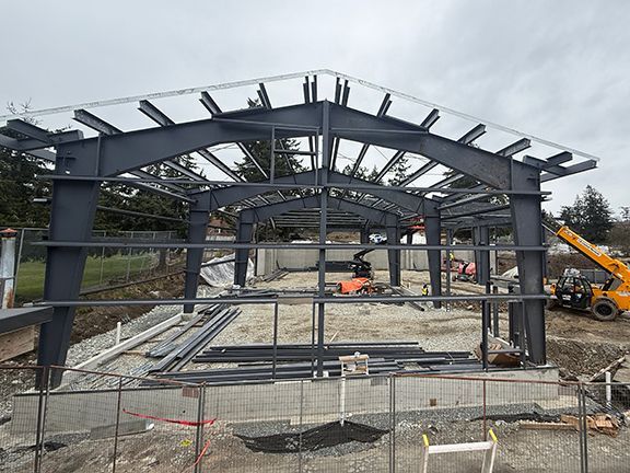 Good look at the structural framing for a commercial warehouse building in BC.