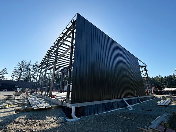 Side wall completed at PEMB construction project in BC.