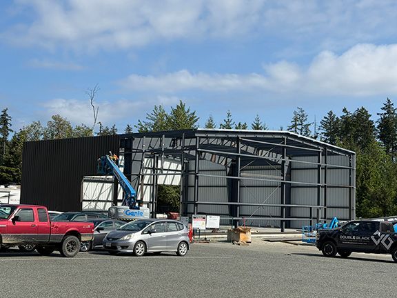 PEMB project half completed - see the interior and metal walls.