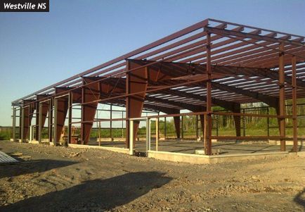 A large metal structure is being built in westville ns