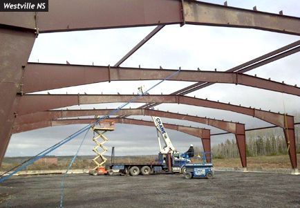 A large metal structure is being built in westville ns