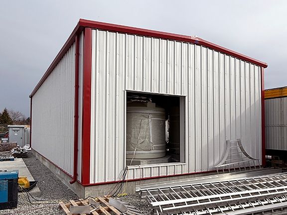 Completed jet fuel pump house installed by Double Black Construction at Vancouver's YVR airport.