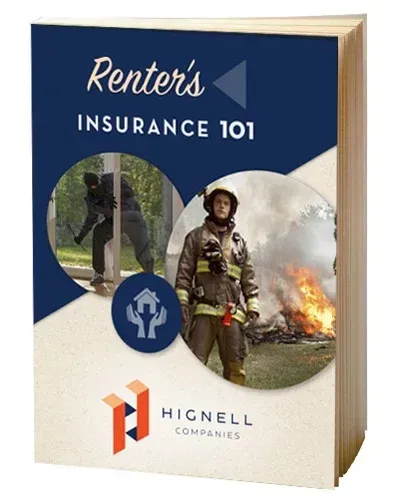 A book titled renter 's insurance 101 by higgins companies
