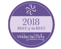 Purple “2018 Best of the Best” award badge for Wedding and Party Network