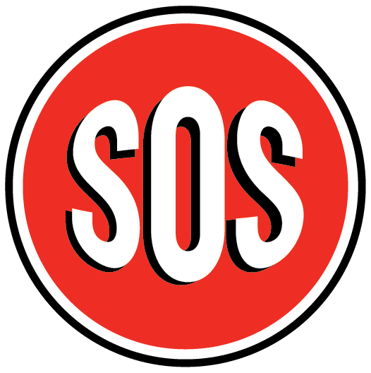 Professional logo for SOS Pest Control made by Kern Marketing Group of Lawrence, Kansas.