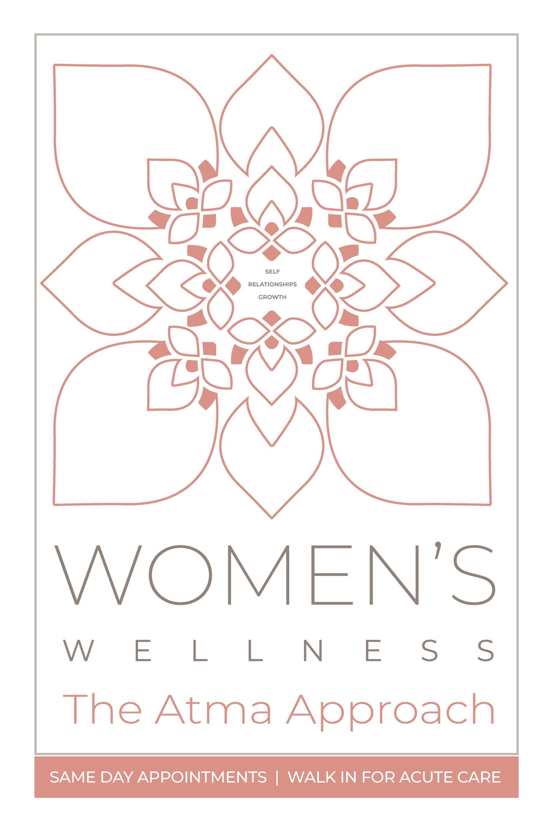 a logo for women 's wellness the atma approach