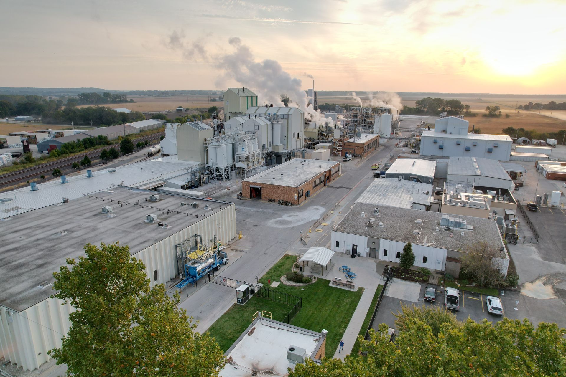Drone photograph of ICL chemical plant of Lawrence, Kansas.
