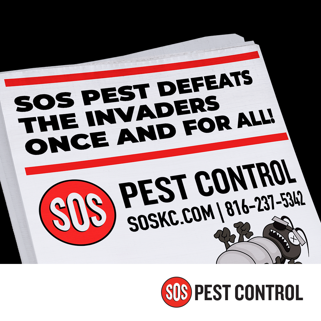 professional advertisement made by KMG for SOS Pest Control.