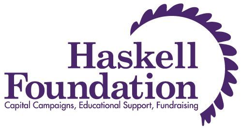 the haskell foundation logo is purple and has feathers in an arc