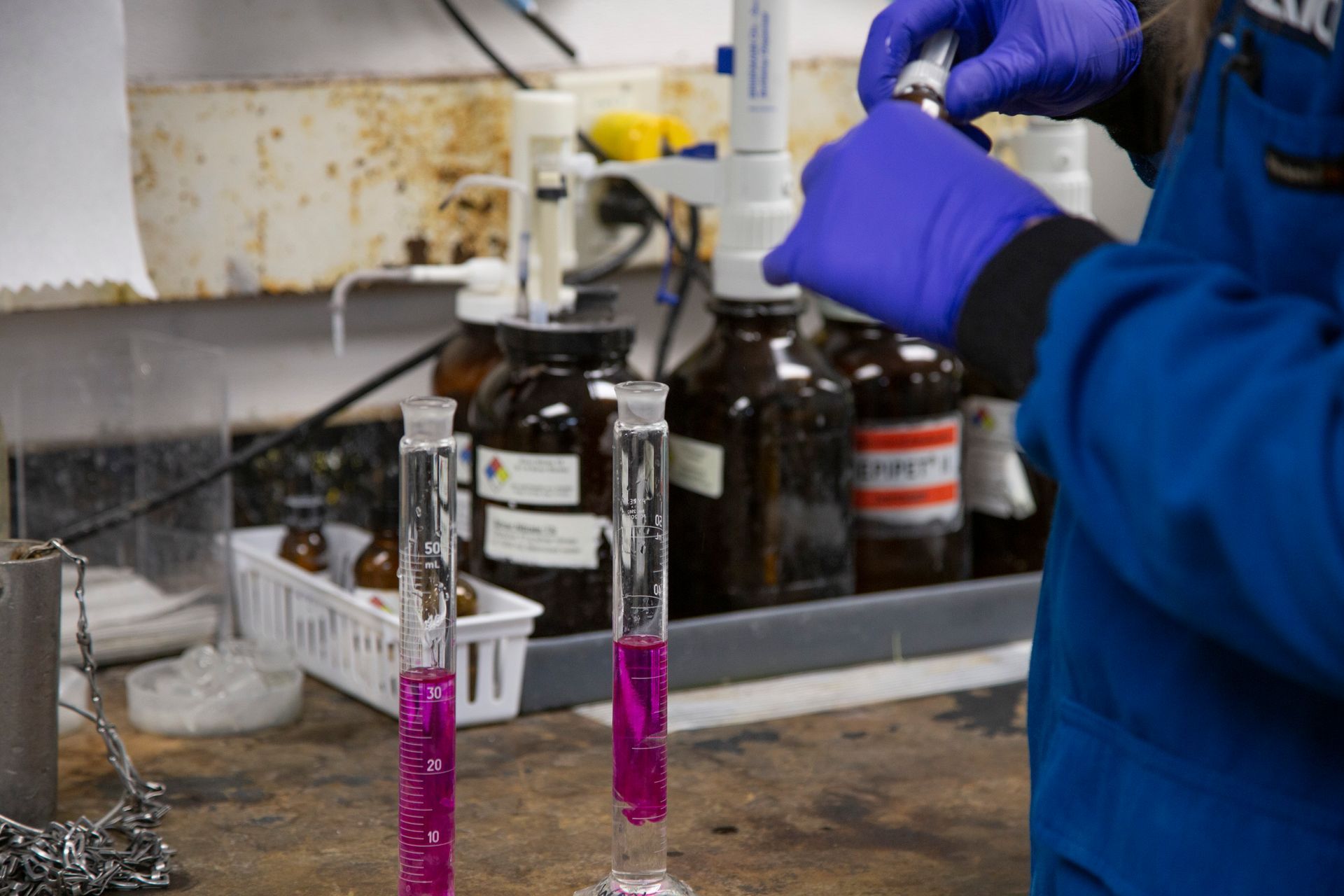 Professional photograph of a a person working in a lab.