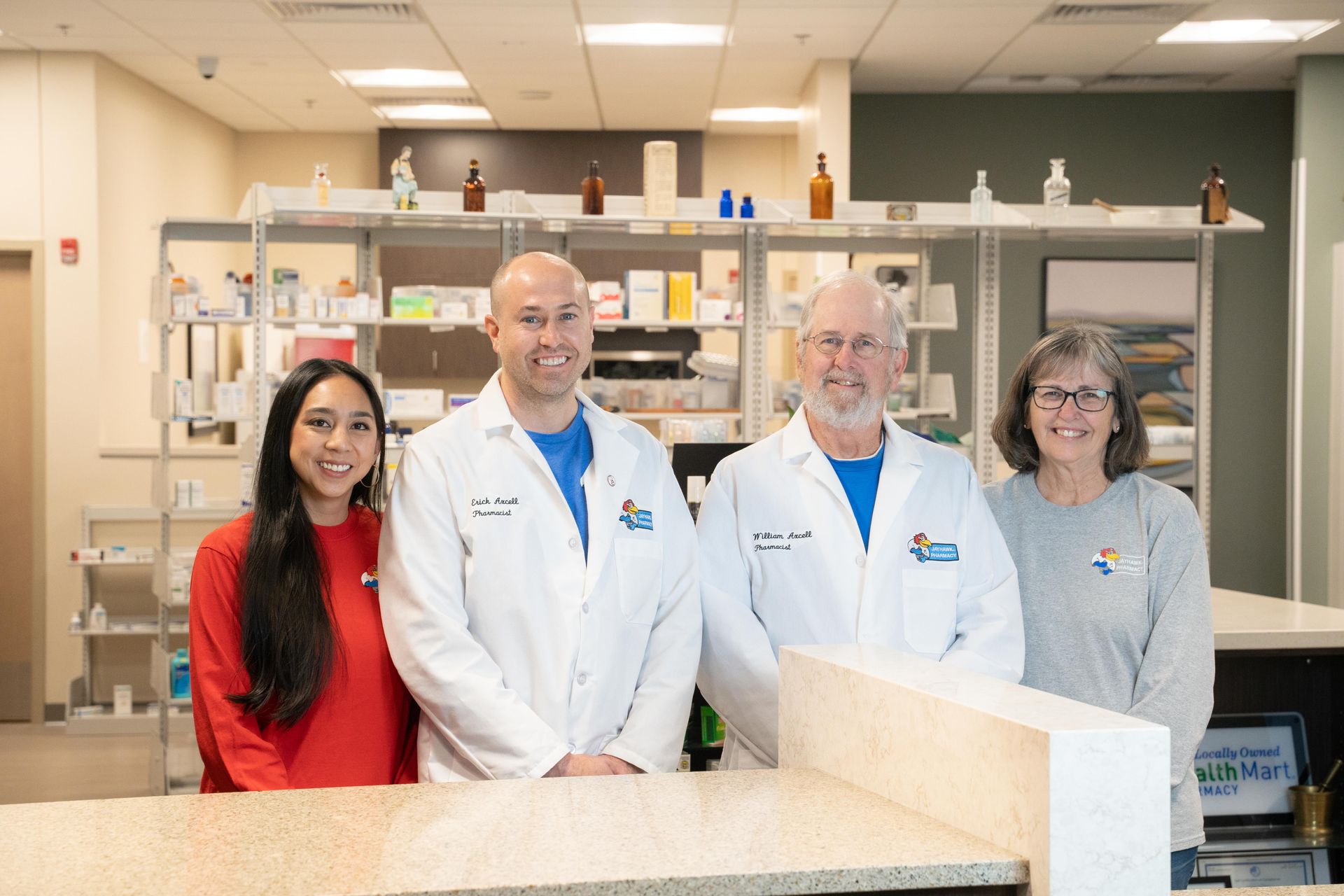 Professional photograph of employees of Jayhawk Pharmacy taken by KMG.
