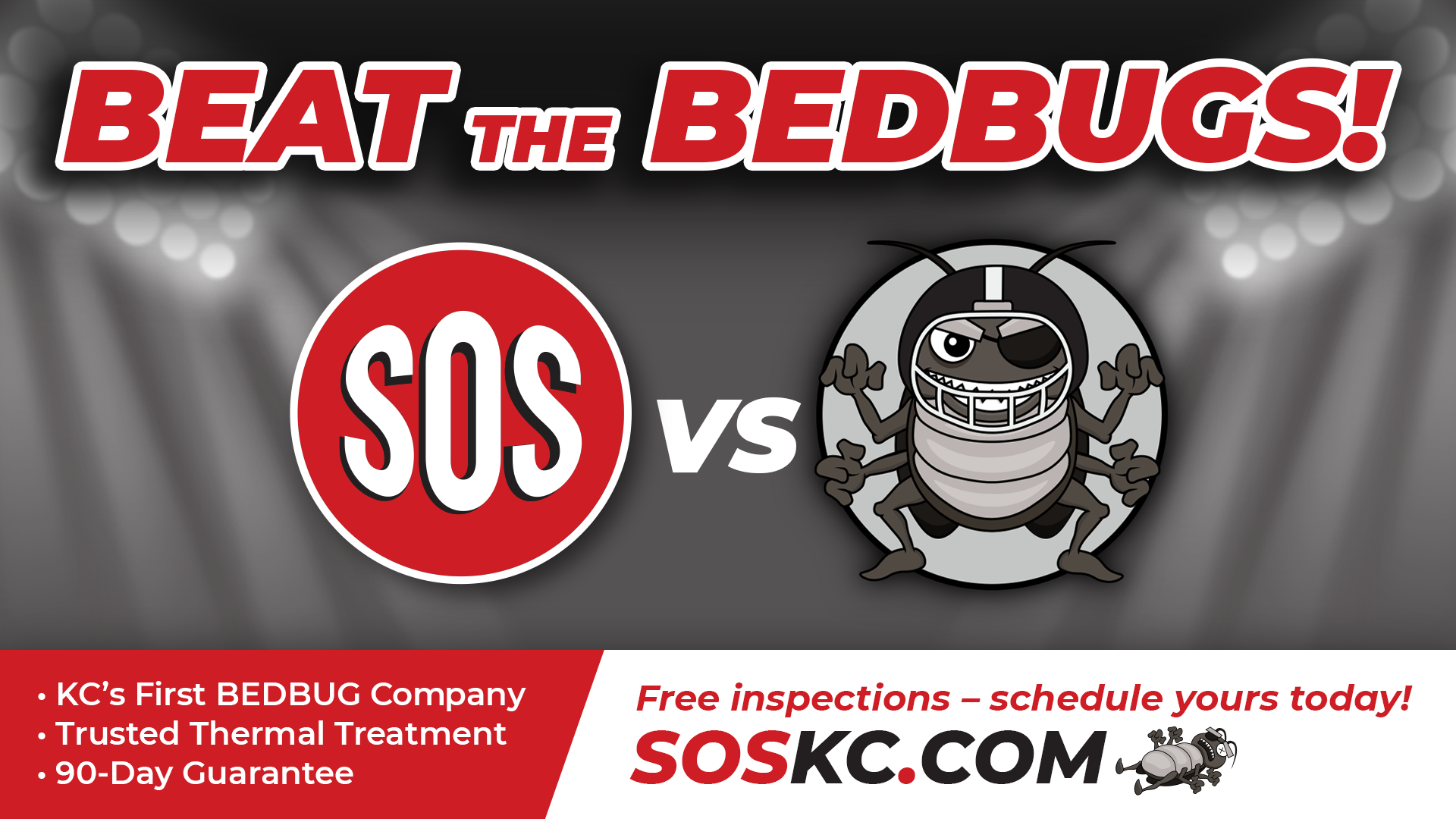 professional advertisement made by KMG for SOS Pest Control.