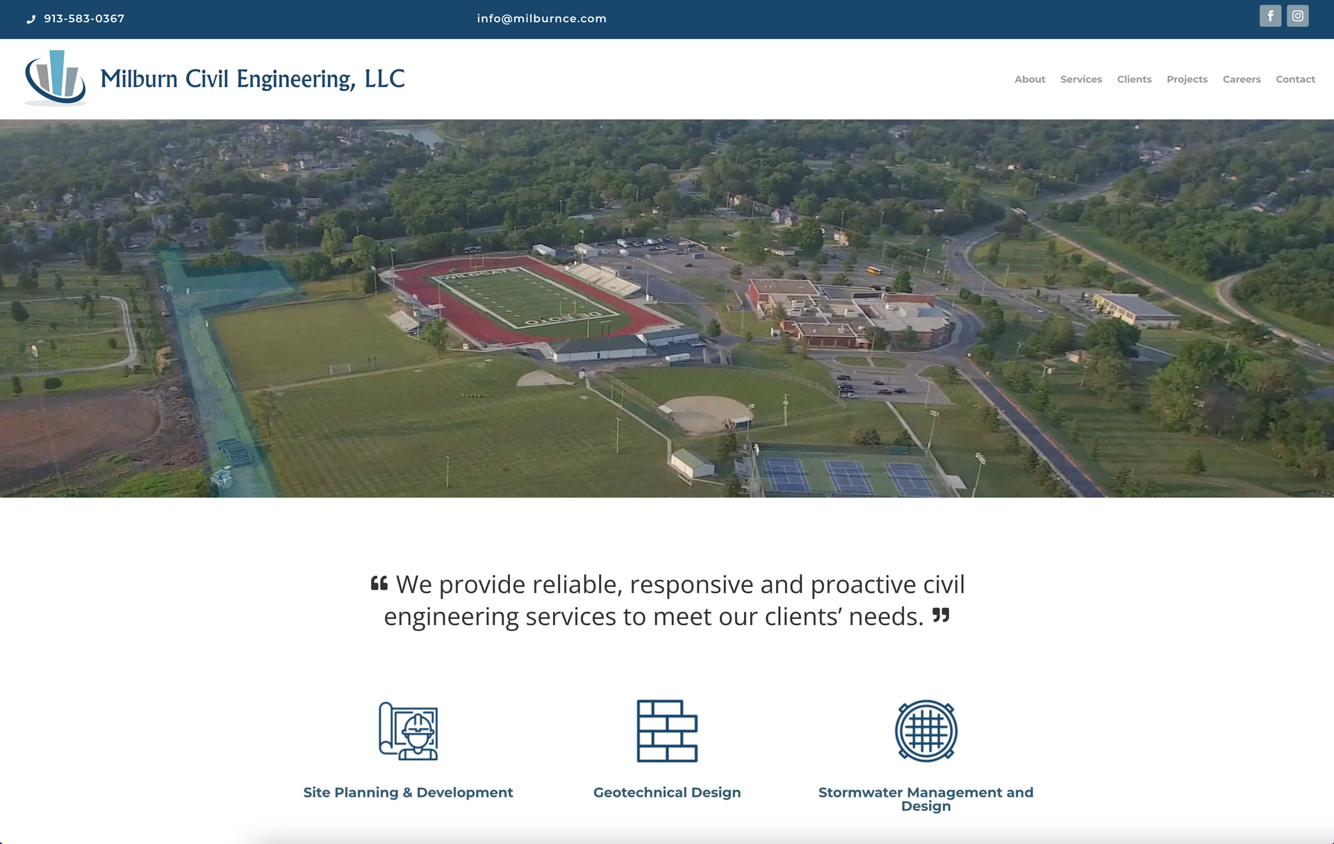 Screenshot of a website made by KMG.