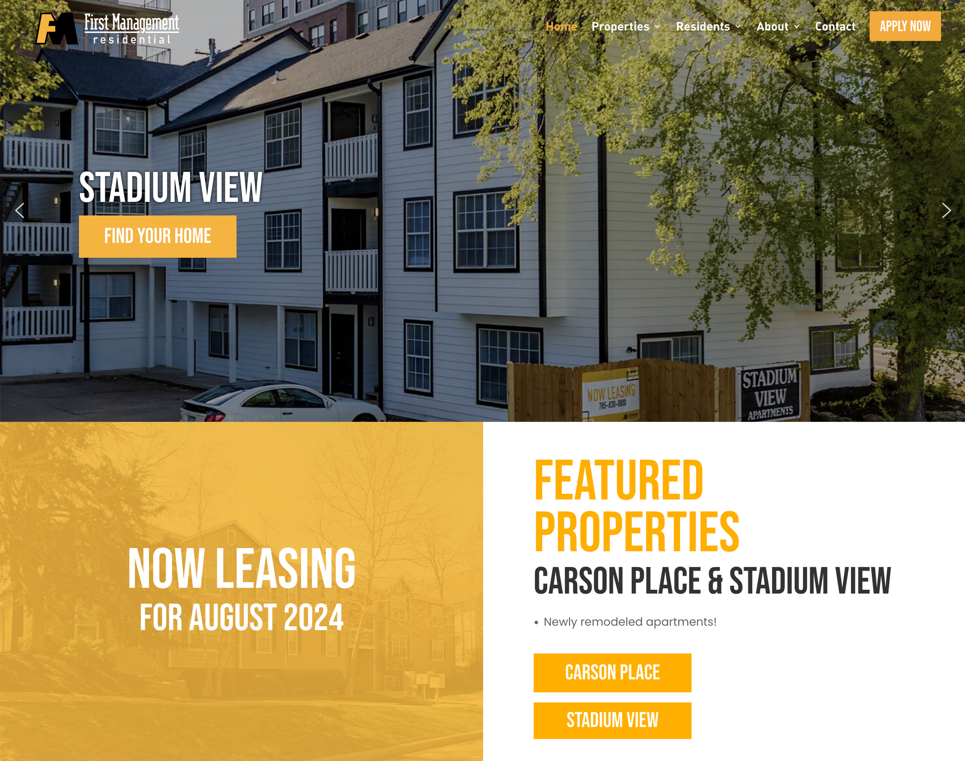 Screenshot of First Management Website.