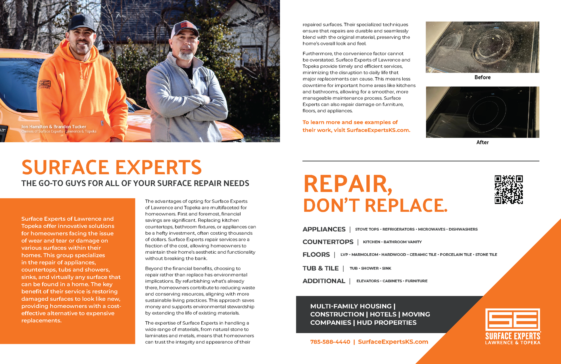 Professional Advertisement for Surface Experts made by KMG.