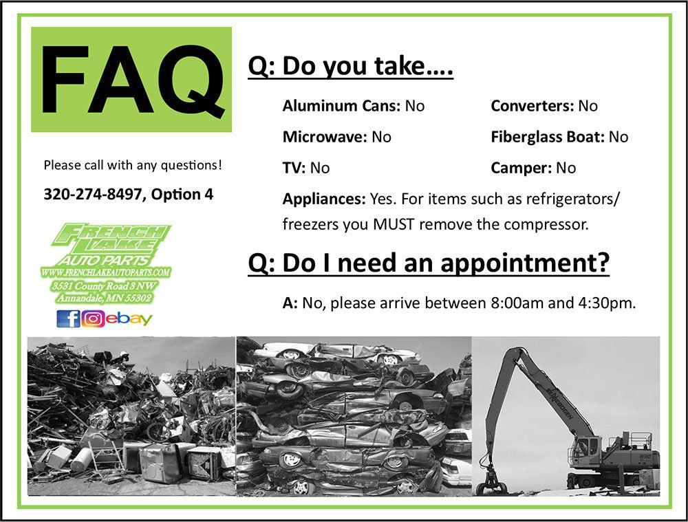 FAQ on metal recylcing at French Lake Auto Parts