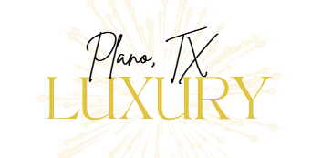 Plano, TX Luxury logo in gold and black on a light background