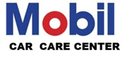 Mobil Car Care Center logo in blue and red text on a white background