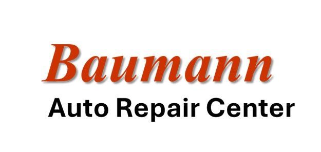 Baumann Auto Repair Center logo with orange “Baumann” and black “Auto Repair Center” text