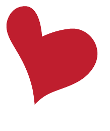 A red heart is on a white background