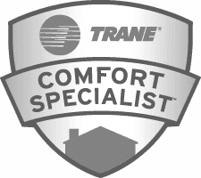A black and white logo for a comfort specialist company.