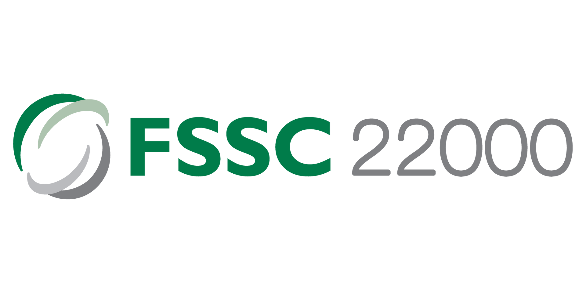 Logotipo de certificación de Azúcar y Cacao, FSSC 22000 con diseño verde y gris 