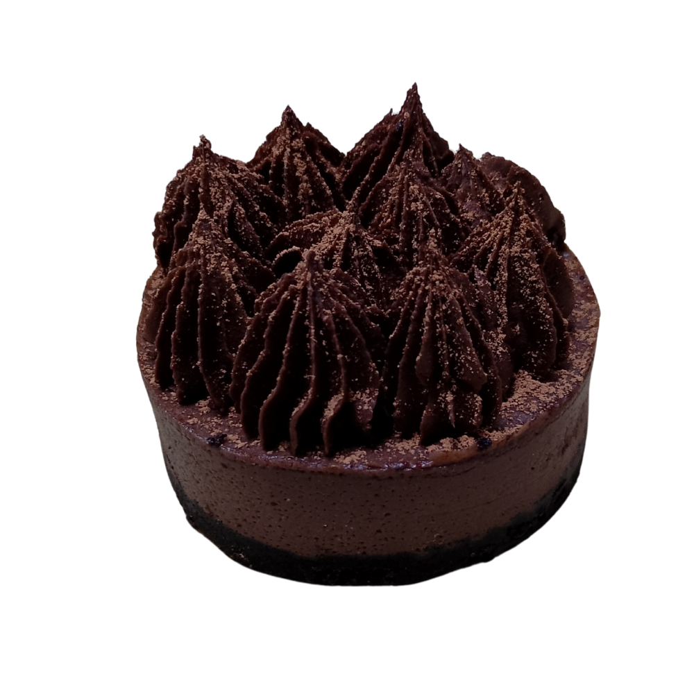 Tarta de queso y chocolate con picos de glaseado de Azúcar y Cacao.