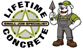 Lifetime Concrete logo with mascot