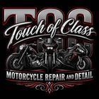 Touch of Class Motorcycle Repair and Detail logo with two motorcycles in black, silver, and red