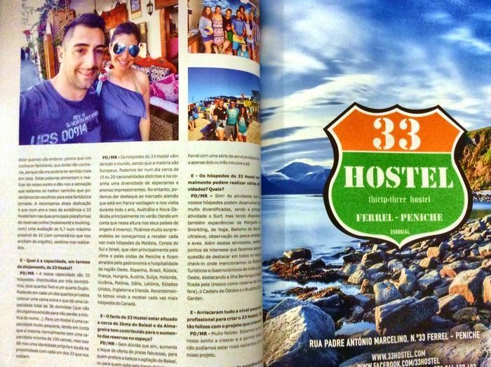 A book is open to a page that says 33 hostel