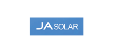 JA Solar logo in white text on a blue rectangular background