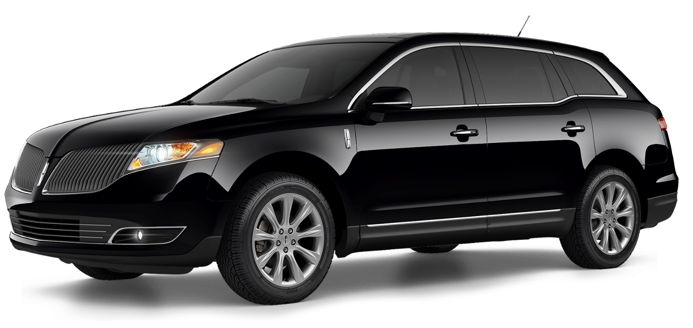 Black Lincoln MKT SUV. Shiny black paint, gray rims, and tinted windows. On a white background.