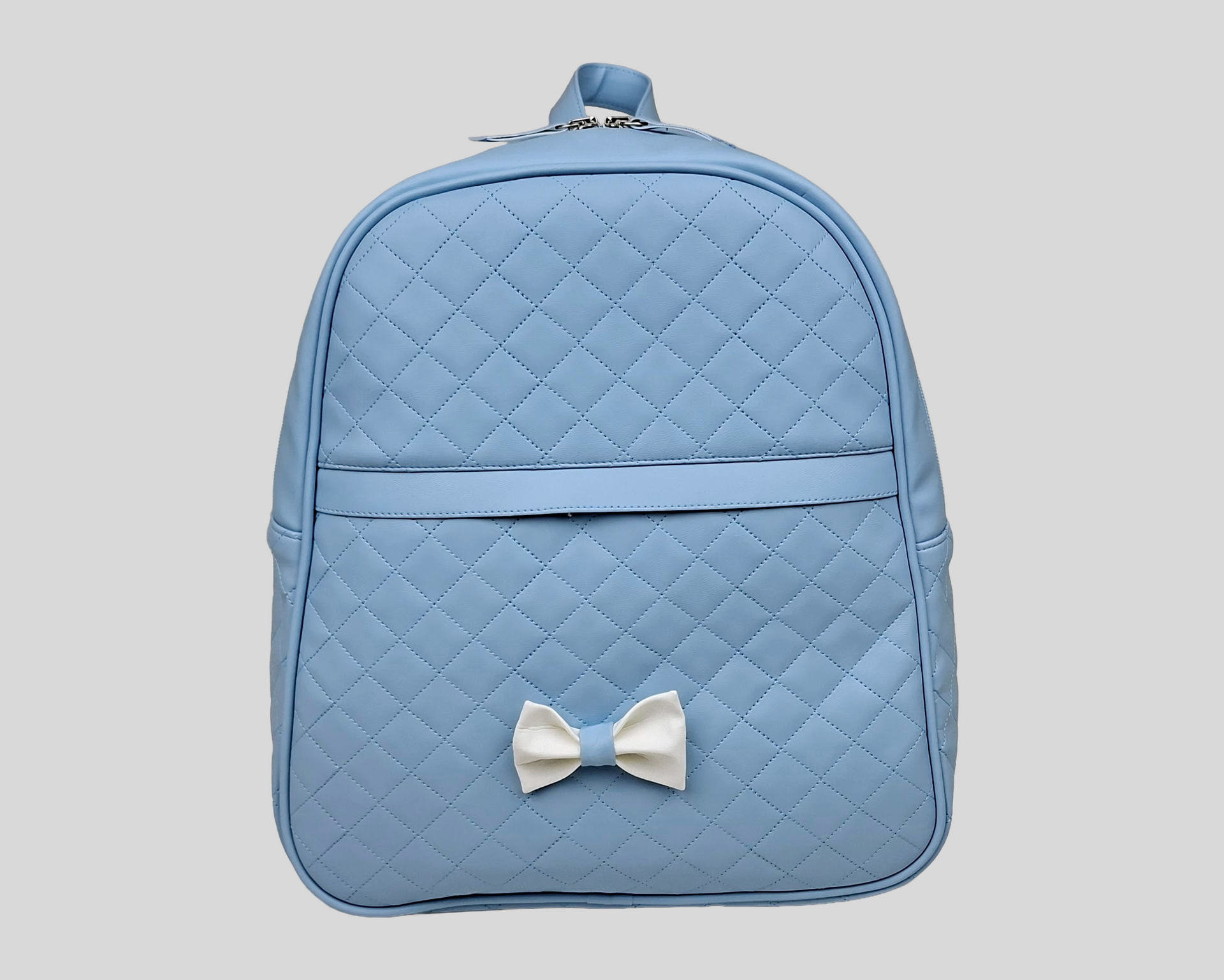 MOCHILA PELE SINTÉTICA ACOLCHOADA COR AZUL COM BOLSO EXTERIOR, FECHO DE CORRER, ALÇAS TRASEIRAS AJUSTÁVEIS E LAÇO