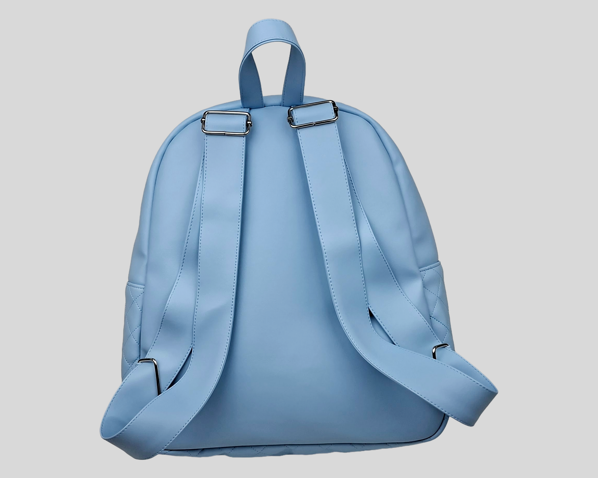 MOCHILA PELE SINTÉTICA ACOLCHOADA COR AZUL COM BOLSO EXTERIOR, FECHO DE CORRER, ALÇAS TRASEIRAS AJUSTÁVEIS E LAÇO