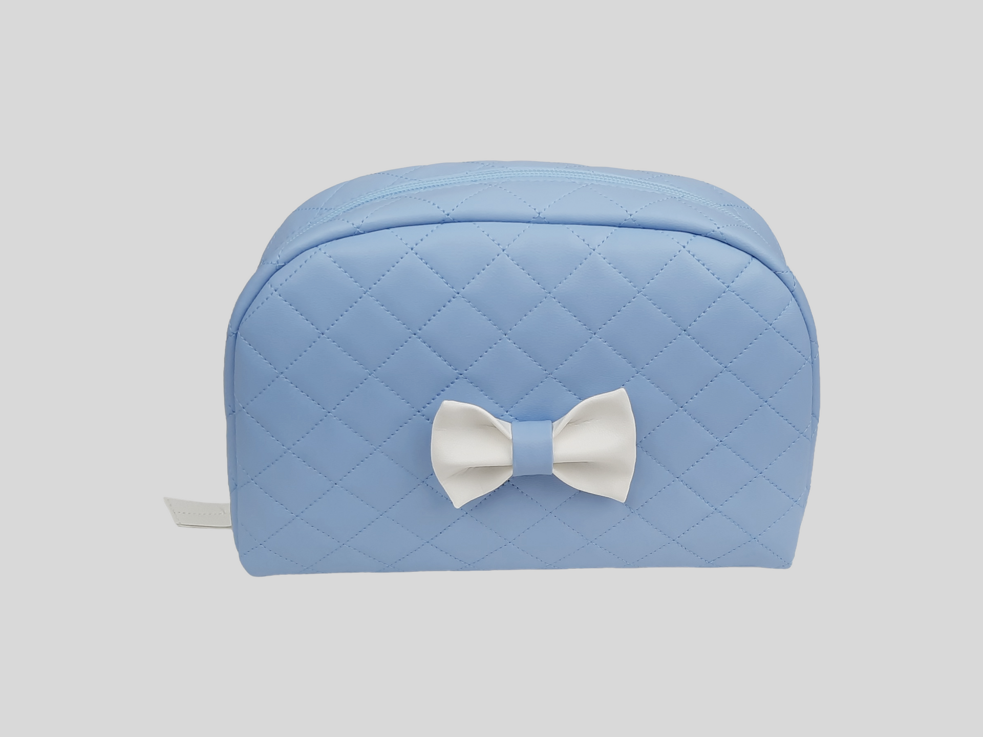 NECESSAIRE PELE SINTÉTICA ACOLCHOADA COR AZUL COM FECHO DE CORRER E LAÇO