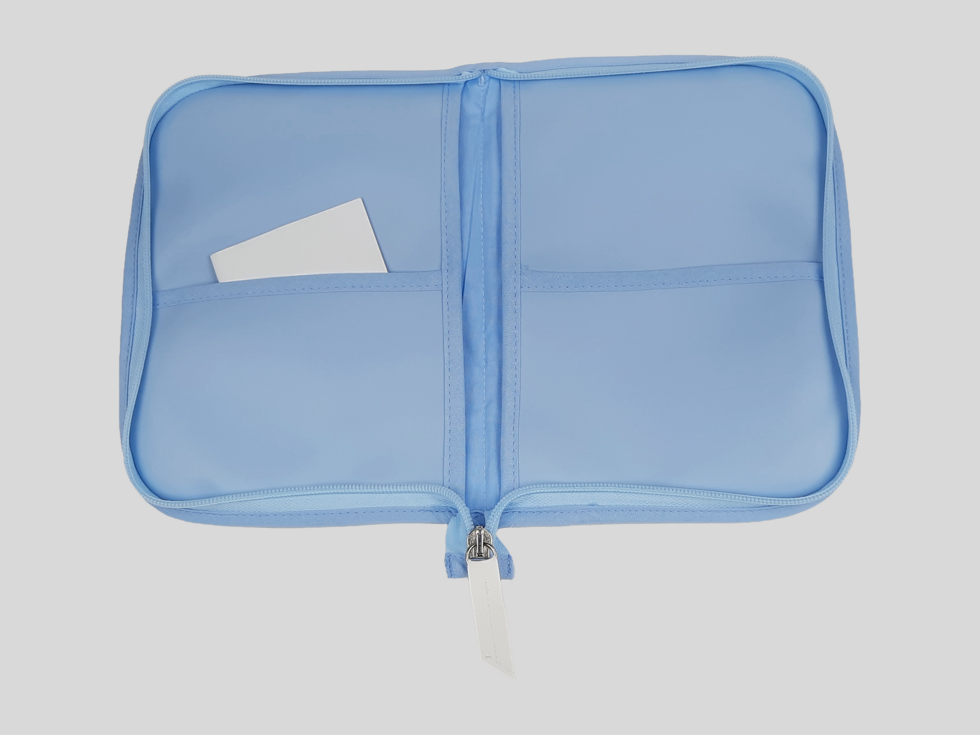 PORTA DOCUMENTOS PELE SINTÉTICA ACOLCHOADA COR AZUL COM FECHO DE CORRER E LAÇO