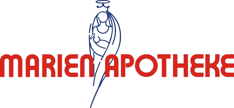 Das Logo der Marien-Apotheke zeigt eine Frau, die ein Baby hält.